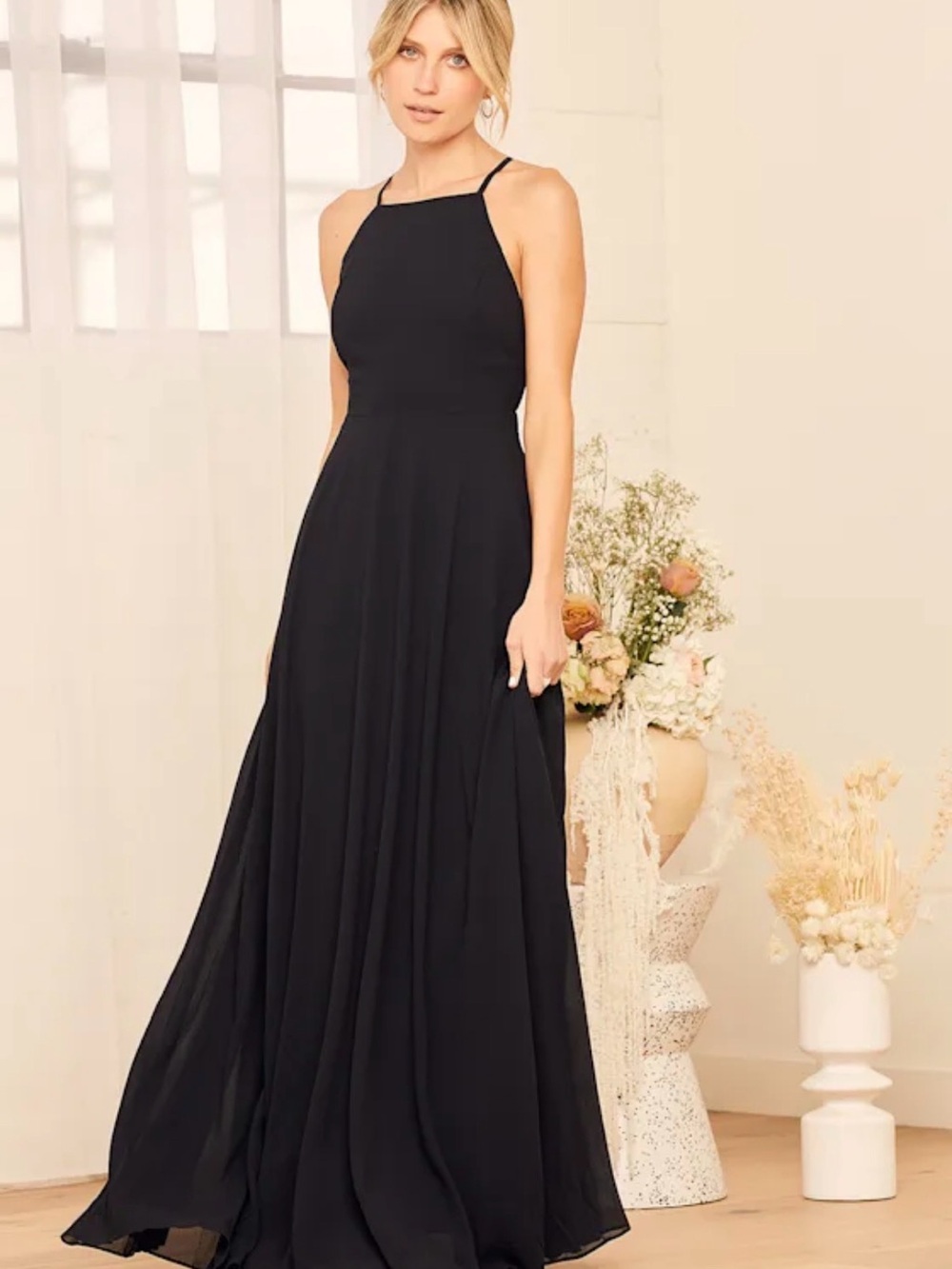 Nwt Lulus Mythical Kind of Love Black Maxi Dress size small